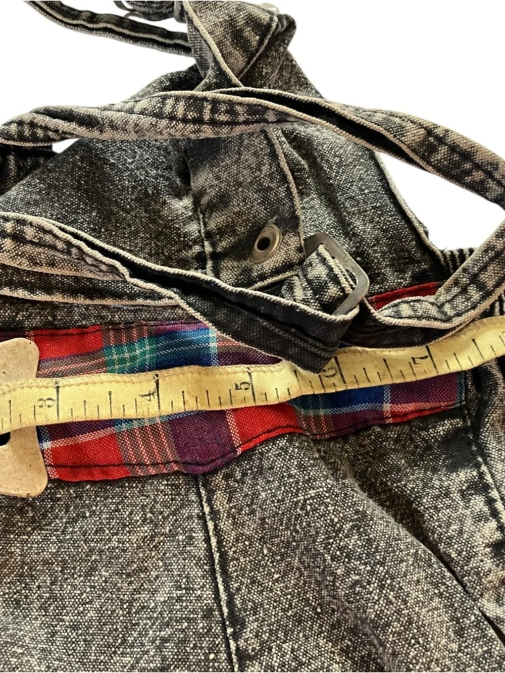 Vintage 80s Coca-Cola Toddler Overalls Acid Wash Plaid 2T - Picture 8 of 13